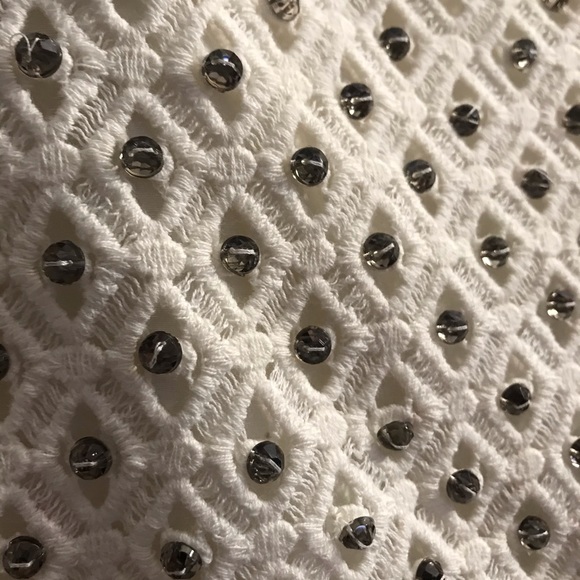 ZARA White Crochet Rhinestone Skirt - Picture 3 of 6